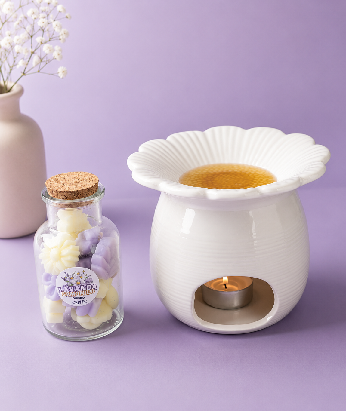 Pack Queimador Margarida + Wax Melts (+100h)